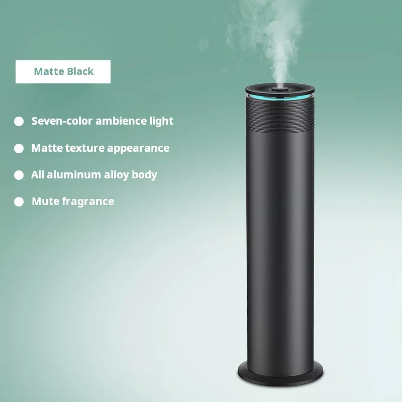 Hotel Waterless Smart Essential Oil Tower Aroma Diffuser Silver Black, Color Led Light Cylindrical Scent Diffuser for Home Use
